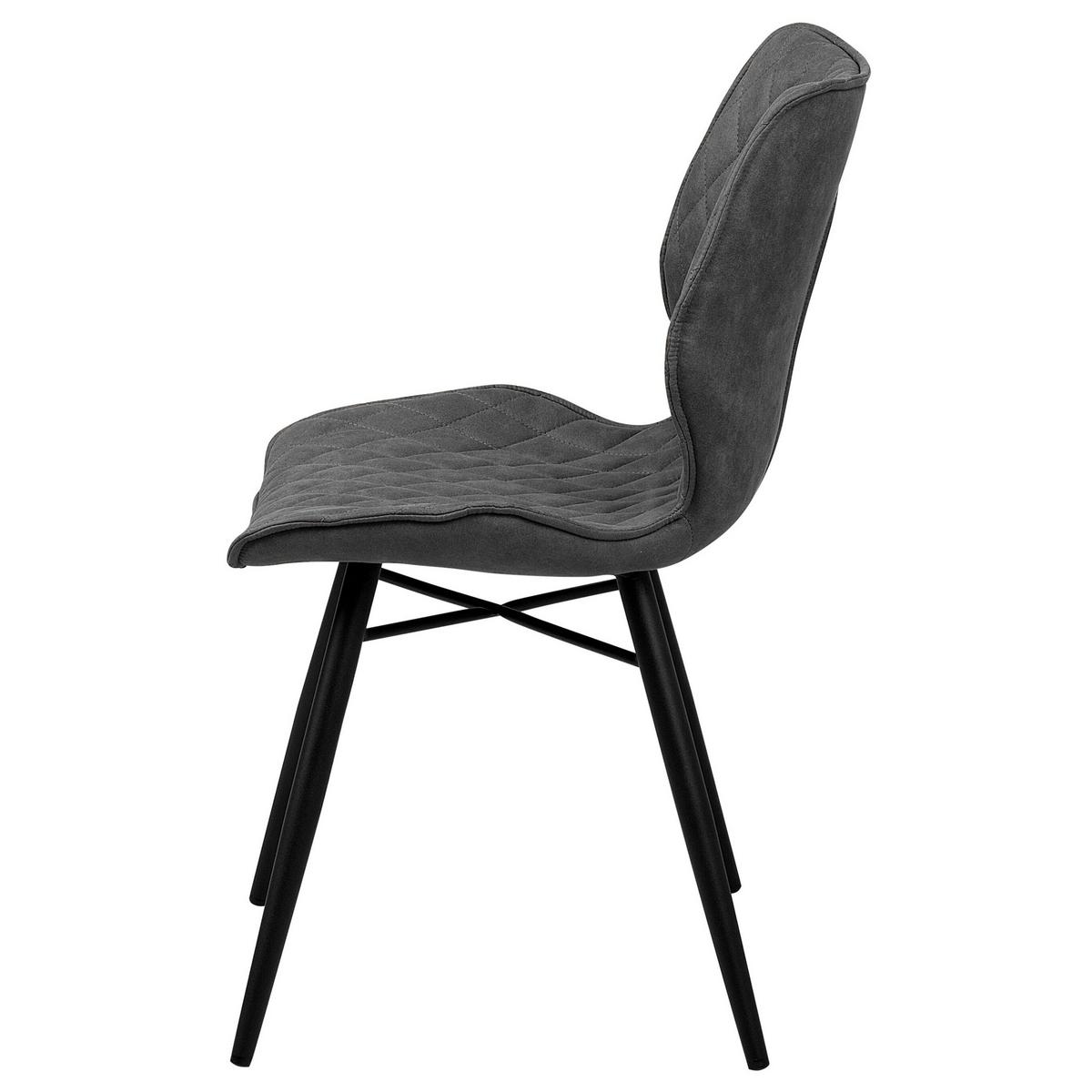 ESSZIMMERSTUHL 2er-Set Polsterbezug Grau Lisle - Grau, Textil/Metall (44/86/56cm) - Beliani