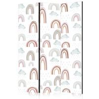 PARAVENT Einseitig Bedruckter 3-tlg 135x172 cm Regenbogen Wolken - Multicolor, Holz/Textil (135/172/3cm) - Muralo