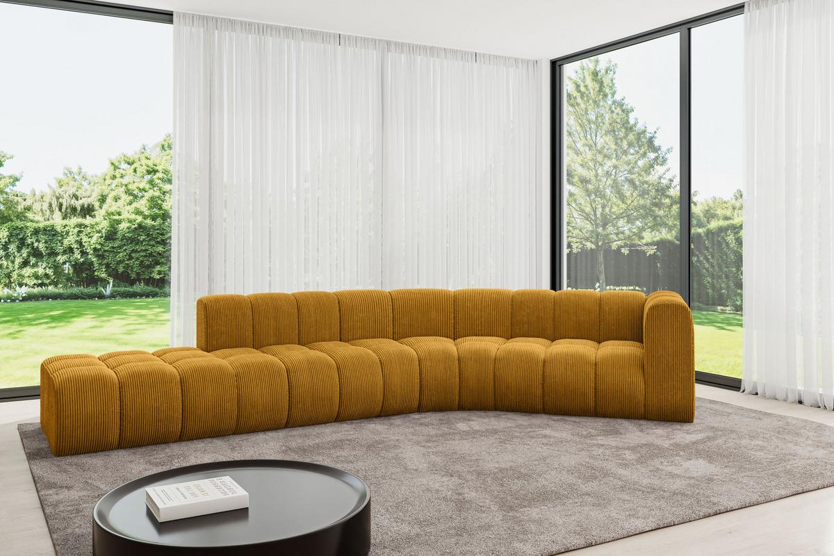 ECKSOFA modulares Sofa Tilmo-L1 - 399x194x70 cm Senfgelb - Currygelb, Holzwerkstoff/Textil (399/194cm) - ALTDECOR