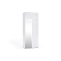 DREHTÜRENSCHRANK THALIA 100/250/58cm 2-türig mit Spiegel Weiß - Weiß, Holzwerkstoff (100/250/58cm) - MASSENO