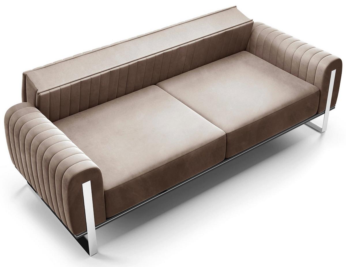 SOFA Parissa 228 cm - Beige/Silberfarben, Textil/Metall (228/79/92cm) - Selsey