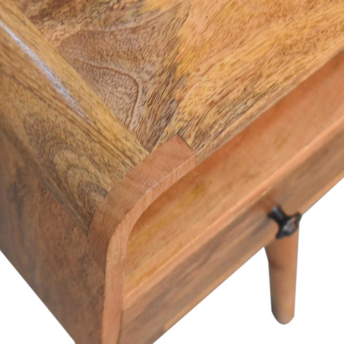 NACHTTISCH mit offenem Fach, 1 Schublade, 1 Offenes Fach, Beige - Messingfarben/Braun, Holz/Metall (30/55/30cm) - Artisan Furniture