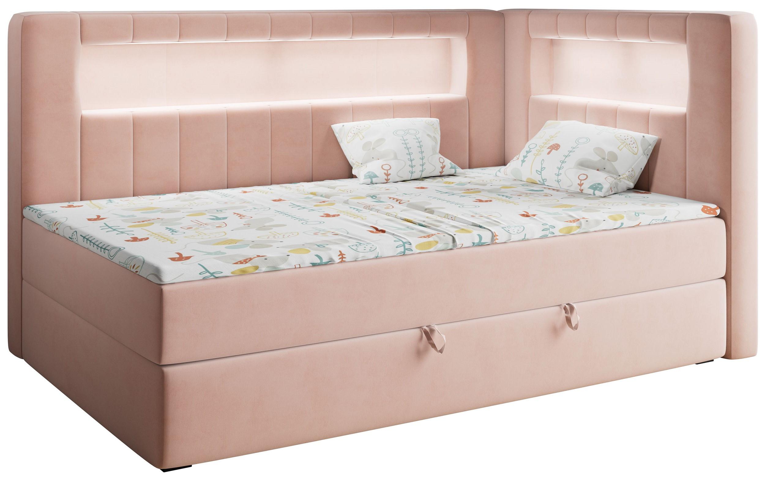 BOXSPRINGBETT JUNIOR GOLD 3 90/200 Rosa - rechte Seite - Rosa, Holz/Textil (90/200cm) - MKS