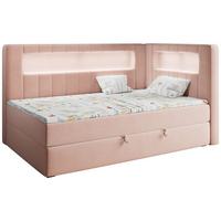 BOXSPRINGBETT JUNIOR GOLD 3 90/200 Rosa - rechte Seite - Rosa, Holz/Textil (90/200cm) - MKS