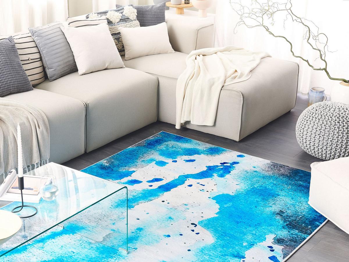 KURZFLOR-TEPPICH Bozat 200/140 cm - Blau, Kunststoff (140/200cm) - Beliani
