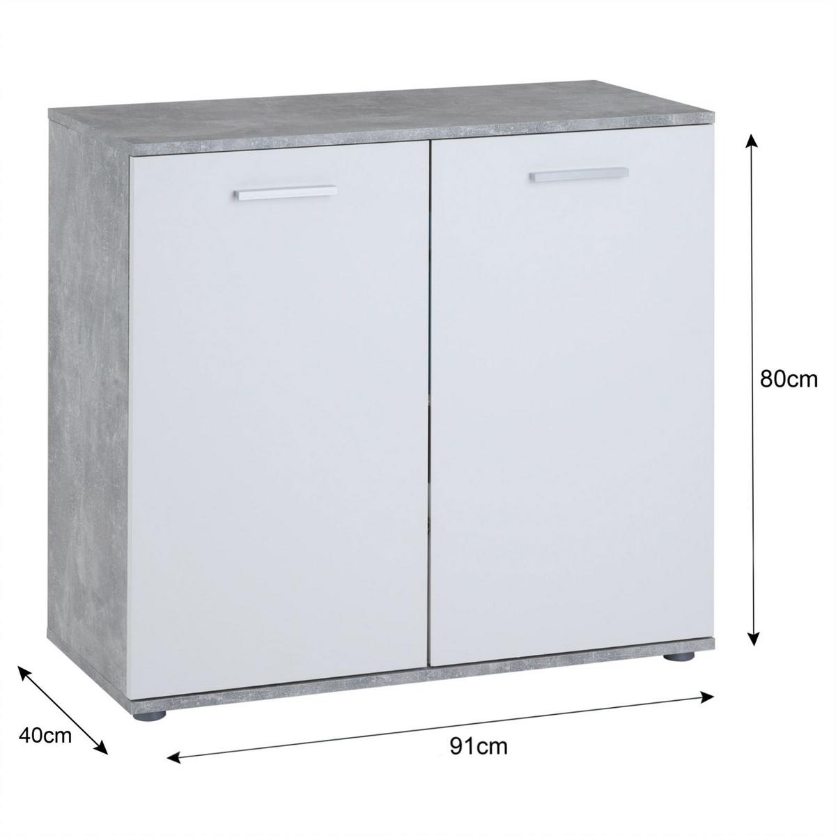 KOMMODE CHICAGO Betonoptik/weiß - Weiß/Grau, Holzwerkstoff (91/82/40cm) - CARO-Möbel