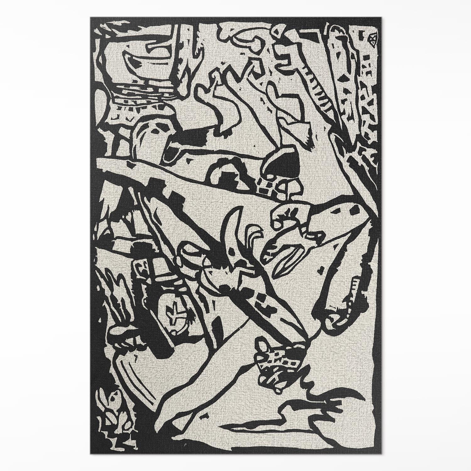 TEPPICH 100x150 cm Komposition nach Wassily Kandinsky - Schwarz/Weiß, Kunststoff (100/150cm) - Wallfluent