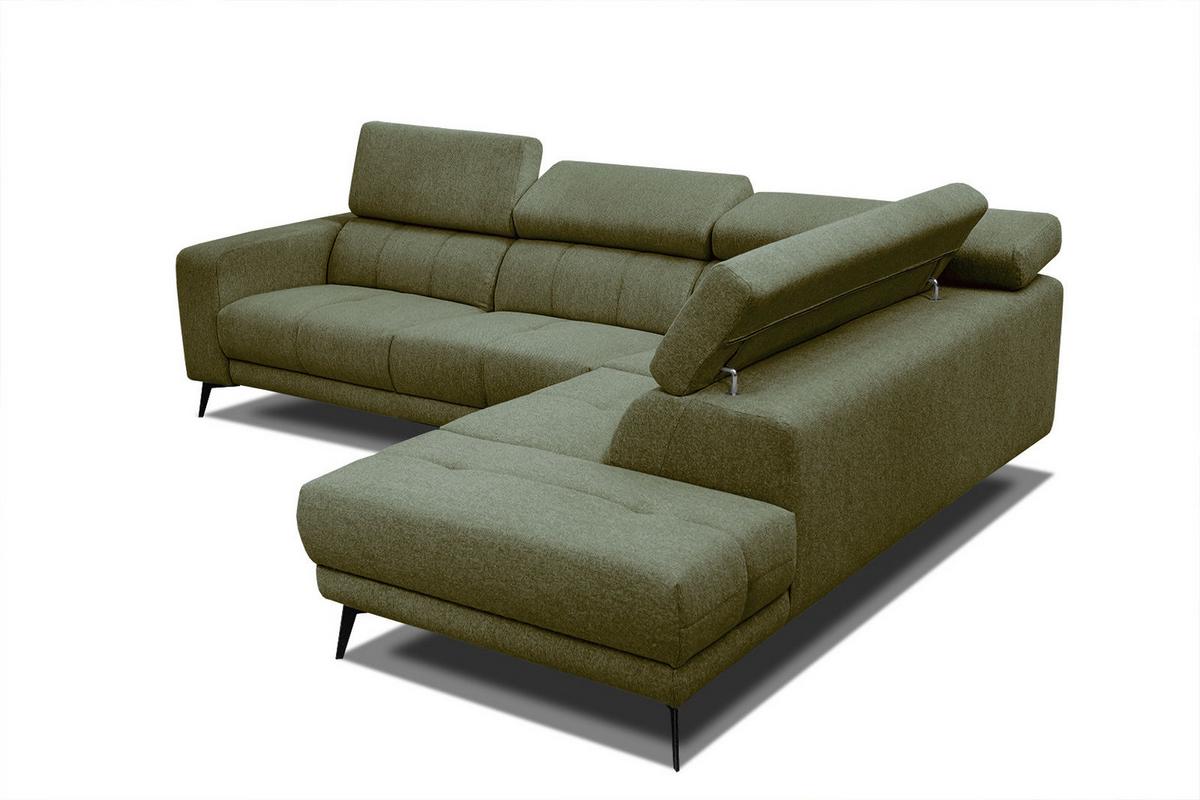 ECKSOFA MORELLO 5-Sitzer, olivgrün - Schwarz/Olivgrün, Holzwerkstoff/Textil (287/228cm) - Wozimo