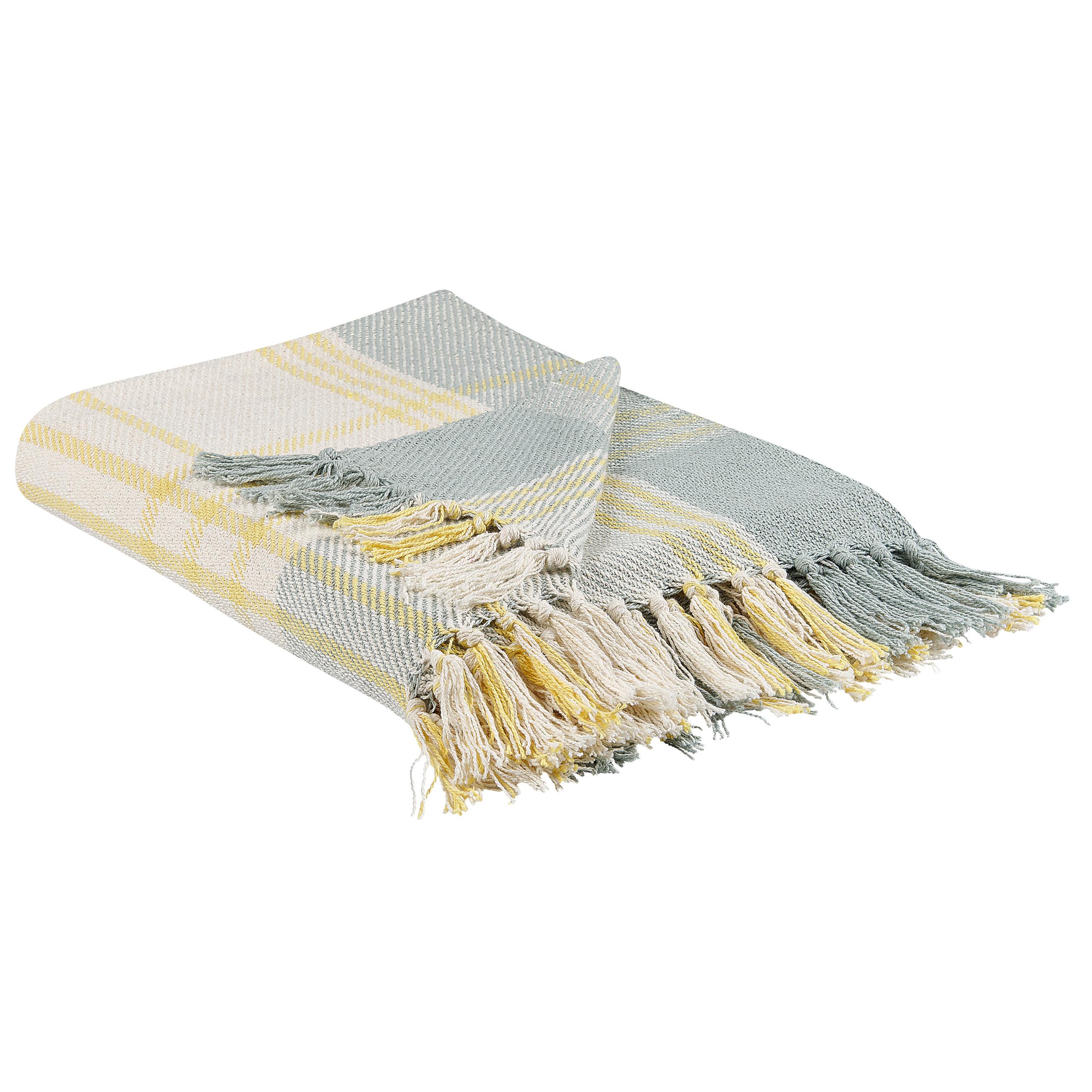 DECKE Mintgrün Betali 125/150 cm - Gelb/Mintgrün, Naturmaterialien/Textil (125/150cm) - Beliani