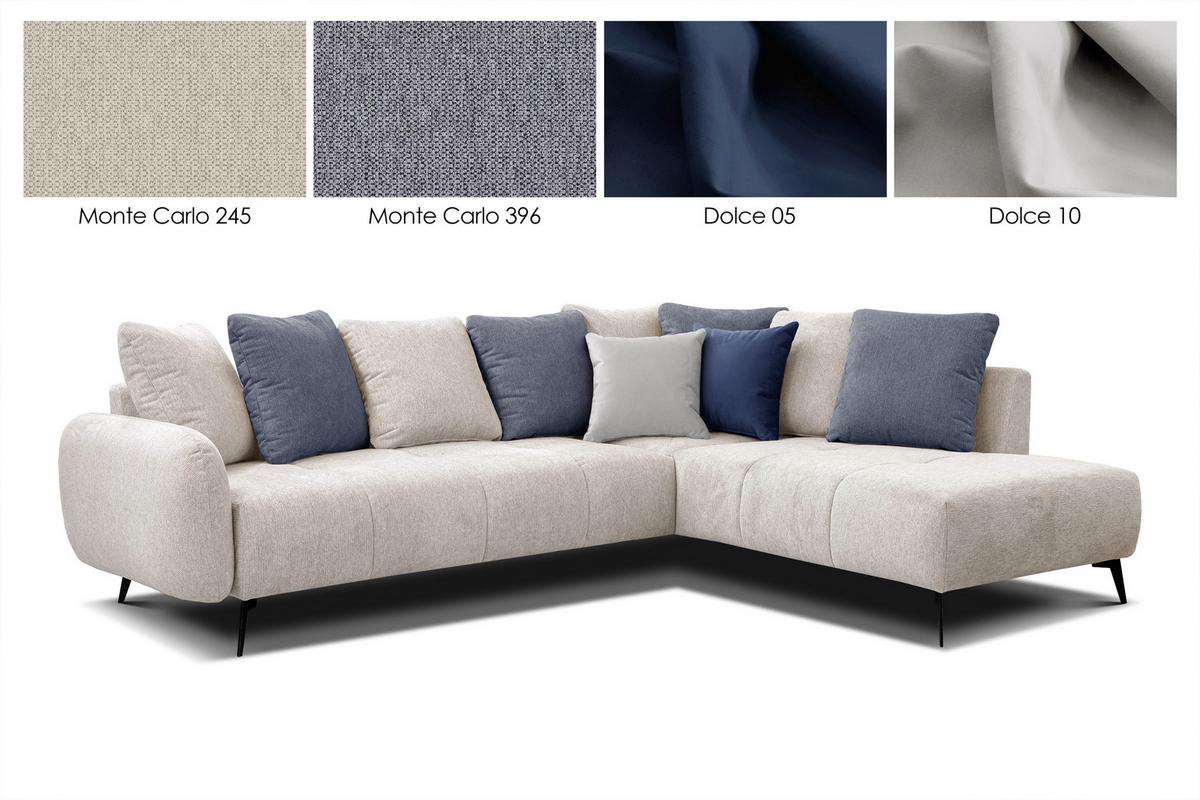 ECKSOFA EVENTO 5-Sitzer, creme - Creme/Schwarz, Holzwerkstoff/Textil (266/206cm) - Wozimo