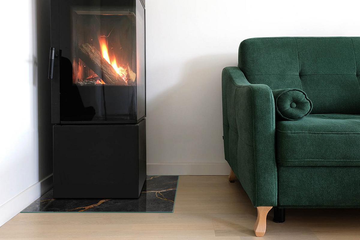 GLASPLATTE für Kamin 50x50 cm - Schwarz, Glas (50/50/0.4cm) - TULUP