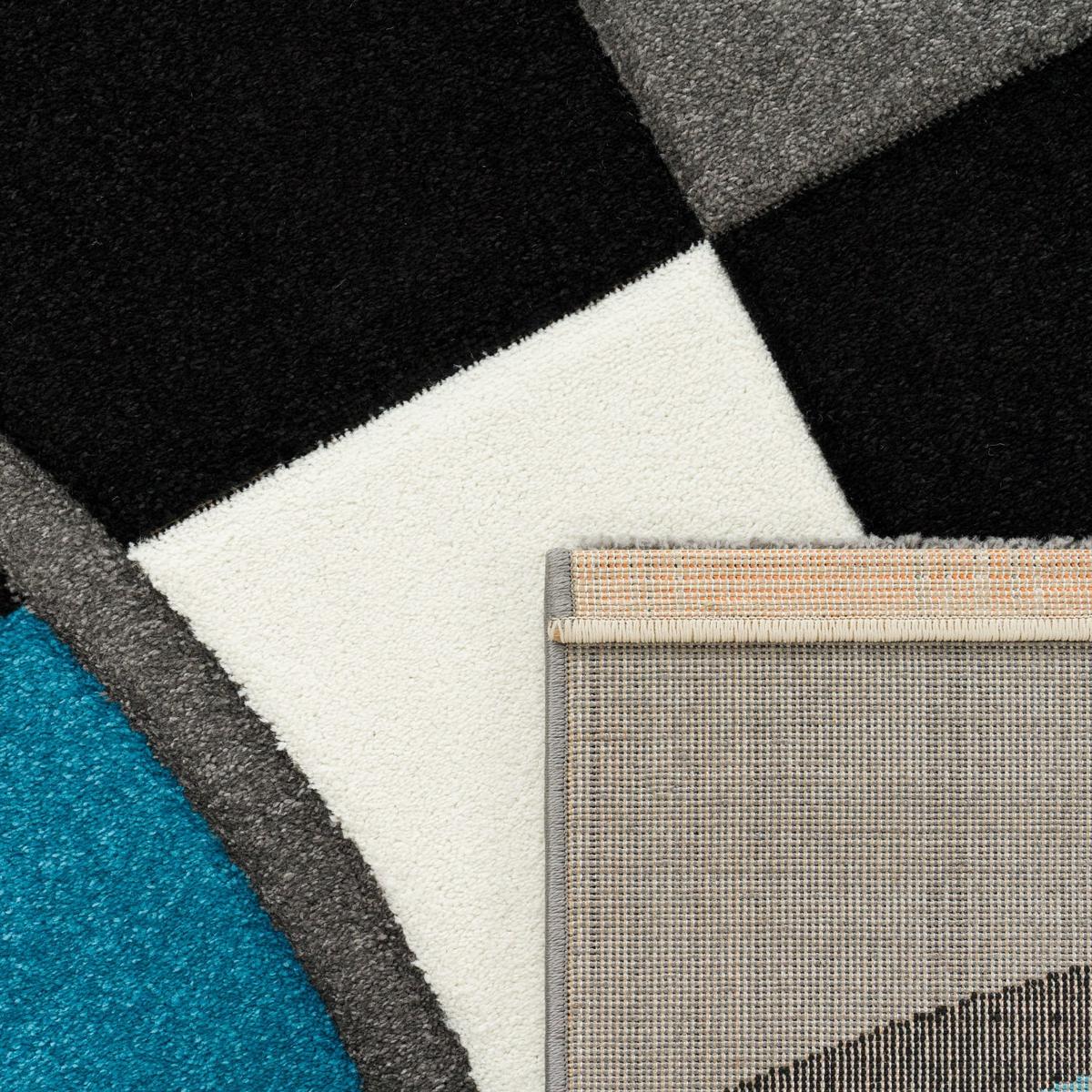 KURZFLORTEPPICH, kariert, Florhöhe 12 mm, Türkis, 160 x 230 cm - Blau, Textil (230/160cm) - KADIMA DESIGN