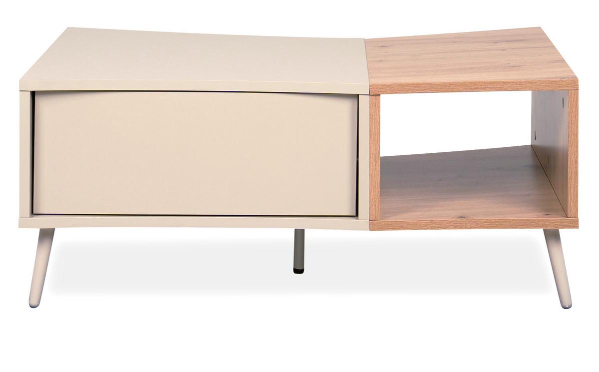 COUCHTISCH Kaschmir, Eiche Artisan 94 x 60 cm, Wohnzimmertisch mit Stauraum - Kaschmir/Eiche Artisan, Holzwerkstoff (60/94/40cm) - Furn.Design