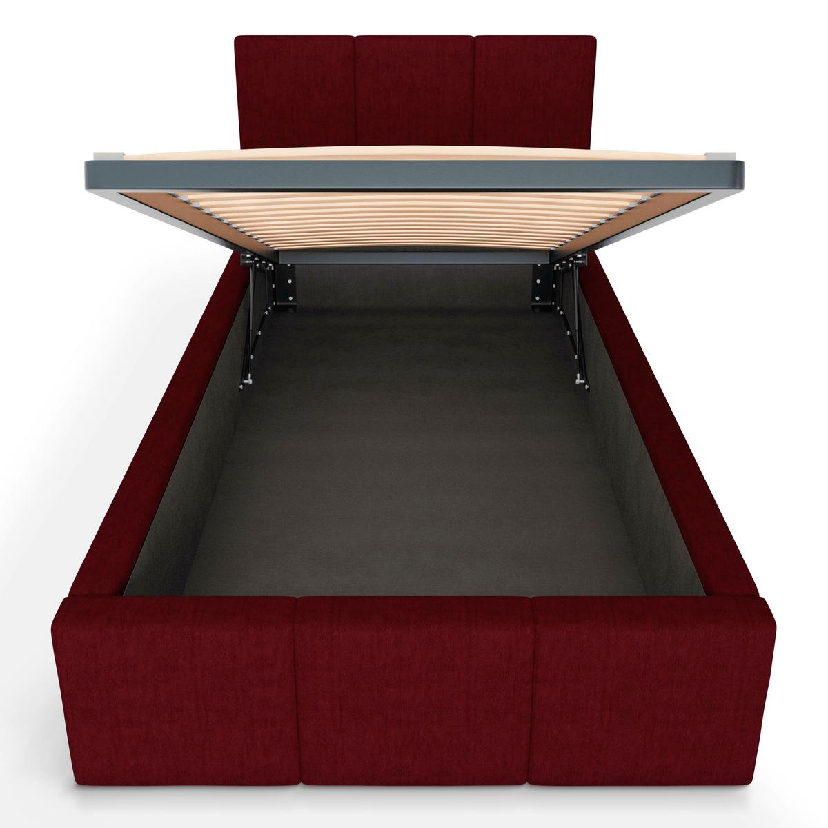 POLSTERBETT für Schlafzimmer Bett mit Stauraum Weinrot 90x200 - Weinrot, Holzwerkstoff/Metall (90/200cm) - Muralo