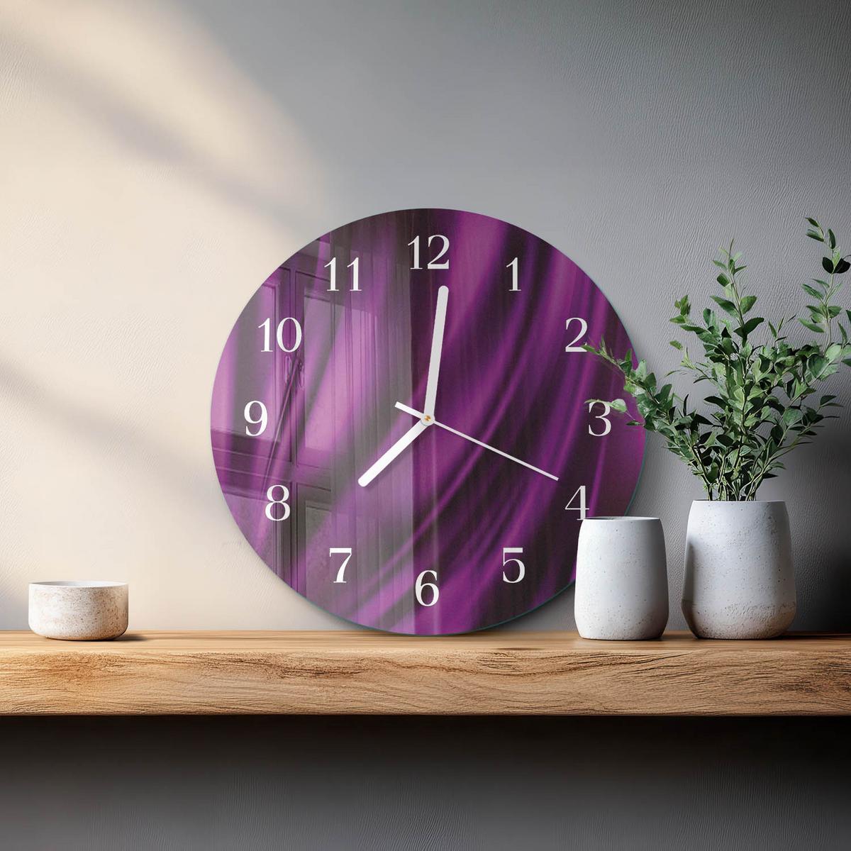 WANDUHR aus Glas Ø30 cm - Abstraktion - Lila, Glas (30/30/0.4cm) - TULUP