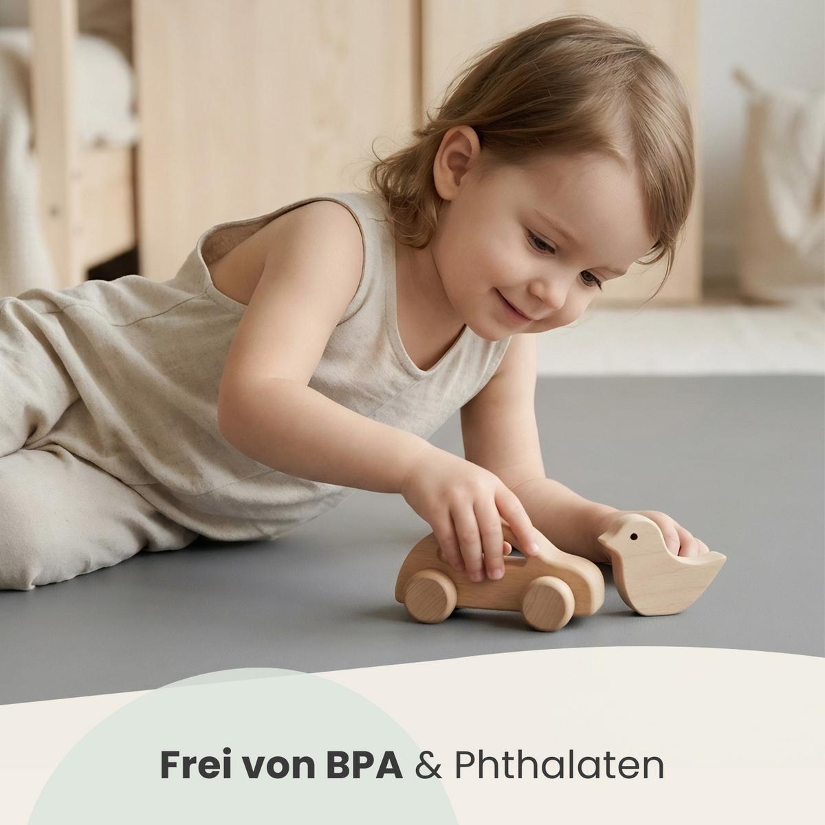 SPIELMATTE mit Rand - 180/90/1 cm Puzzlematte Grau - Grau, Kunststoff (30/30cm) - Littletom