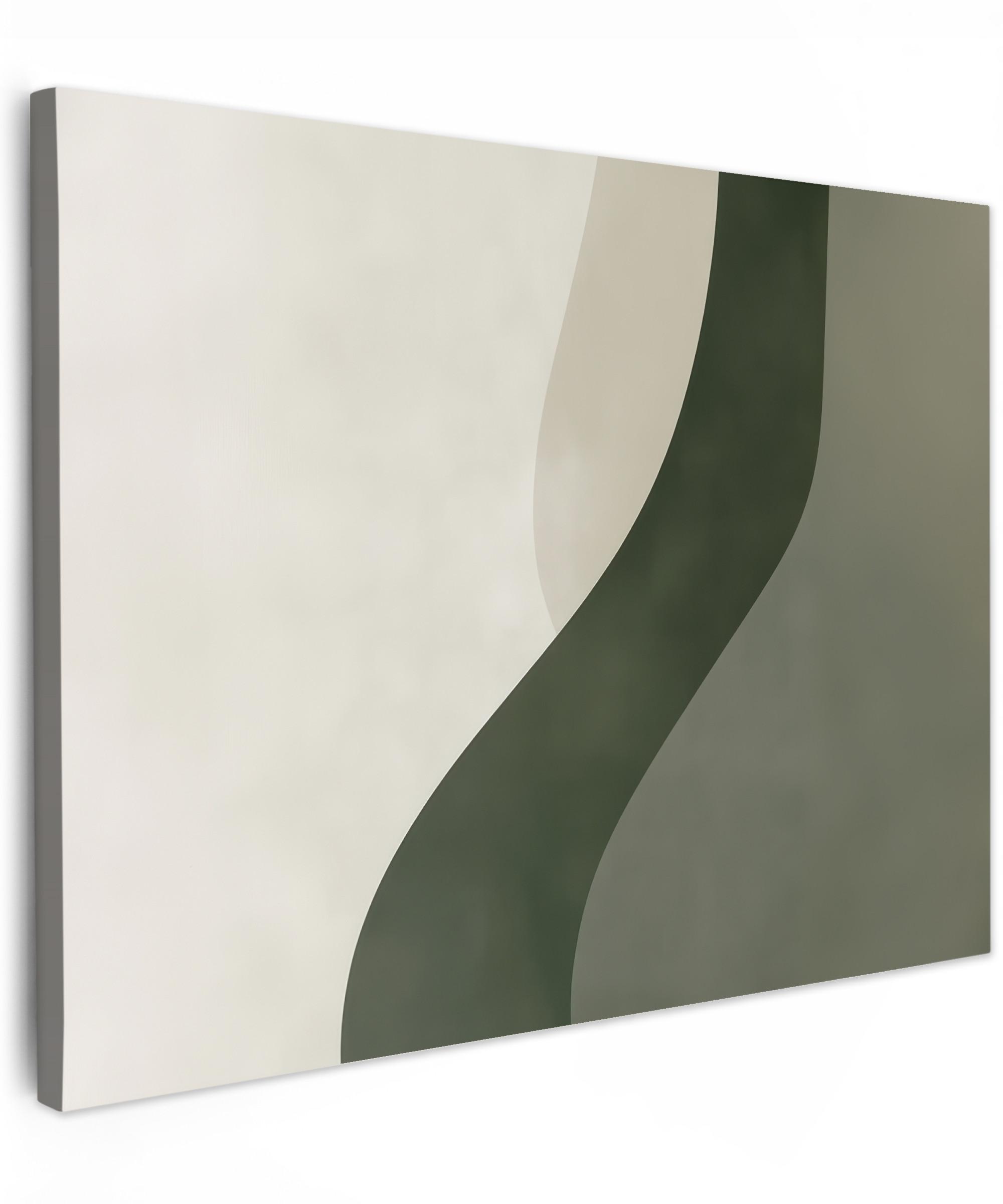 LEINWANDBILD Japandi - Grün - Abstrakt - Modern Wandbild 40x30 cm - Salbeigrün, Textil (40/30cm) - MuchoWow
