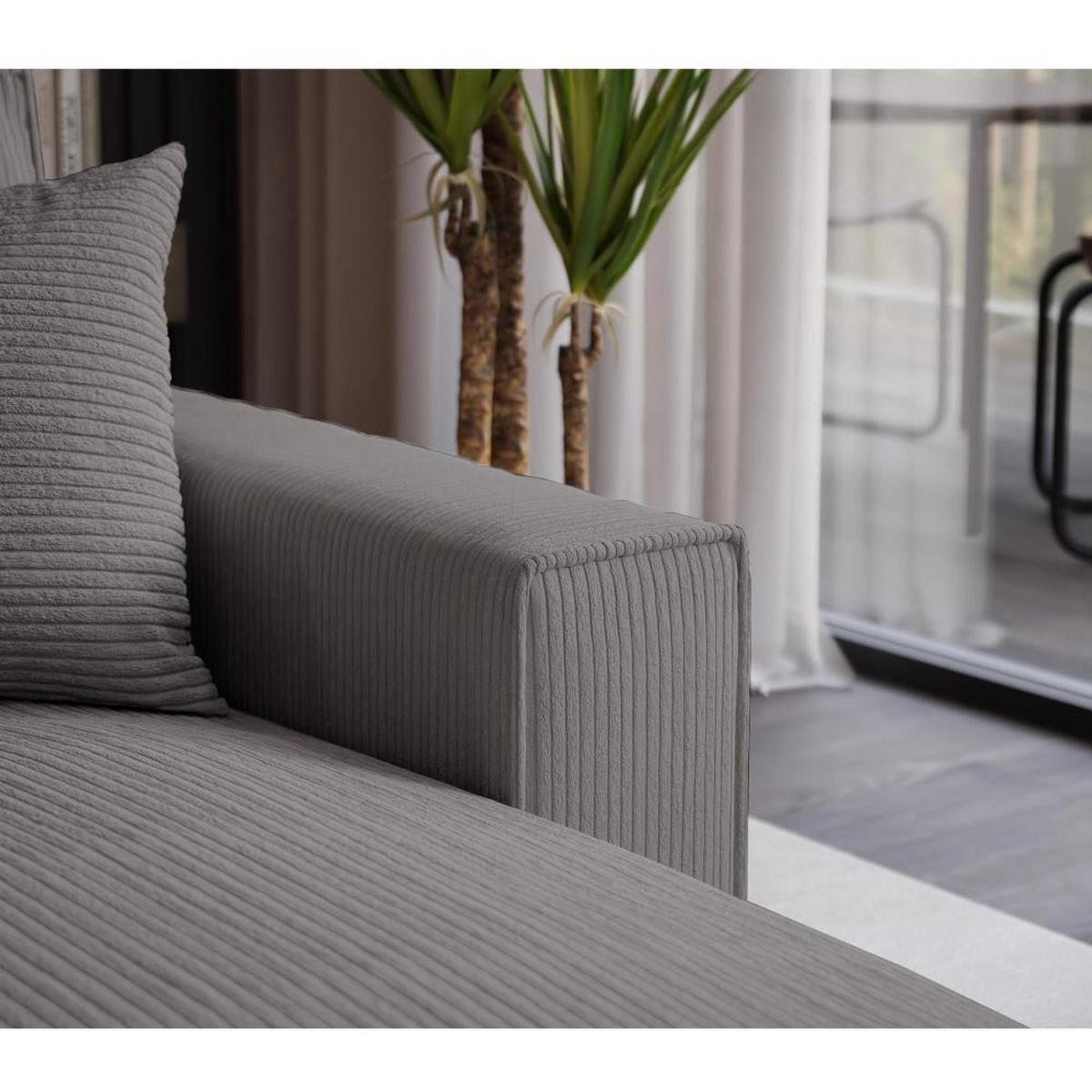 ECKSOFA Parys mit Schlaffunktion und universeller Ottomane, grau - Schwarz/Grau, Kunststoff/Textil (290/185cm) - Beautysofa