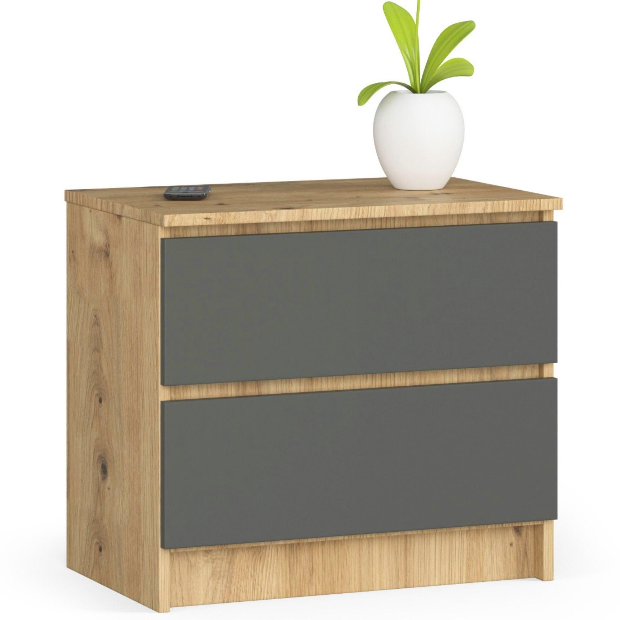 KOMMODE Eiche Artisan, Graphit Grau 55/60/40 - Eiche Artisan, Holzwerkstoff (60/55/40cm) - RAUMHIRSCH FURNITURE