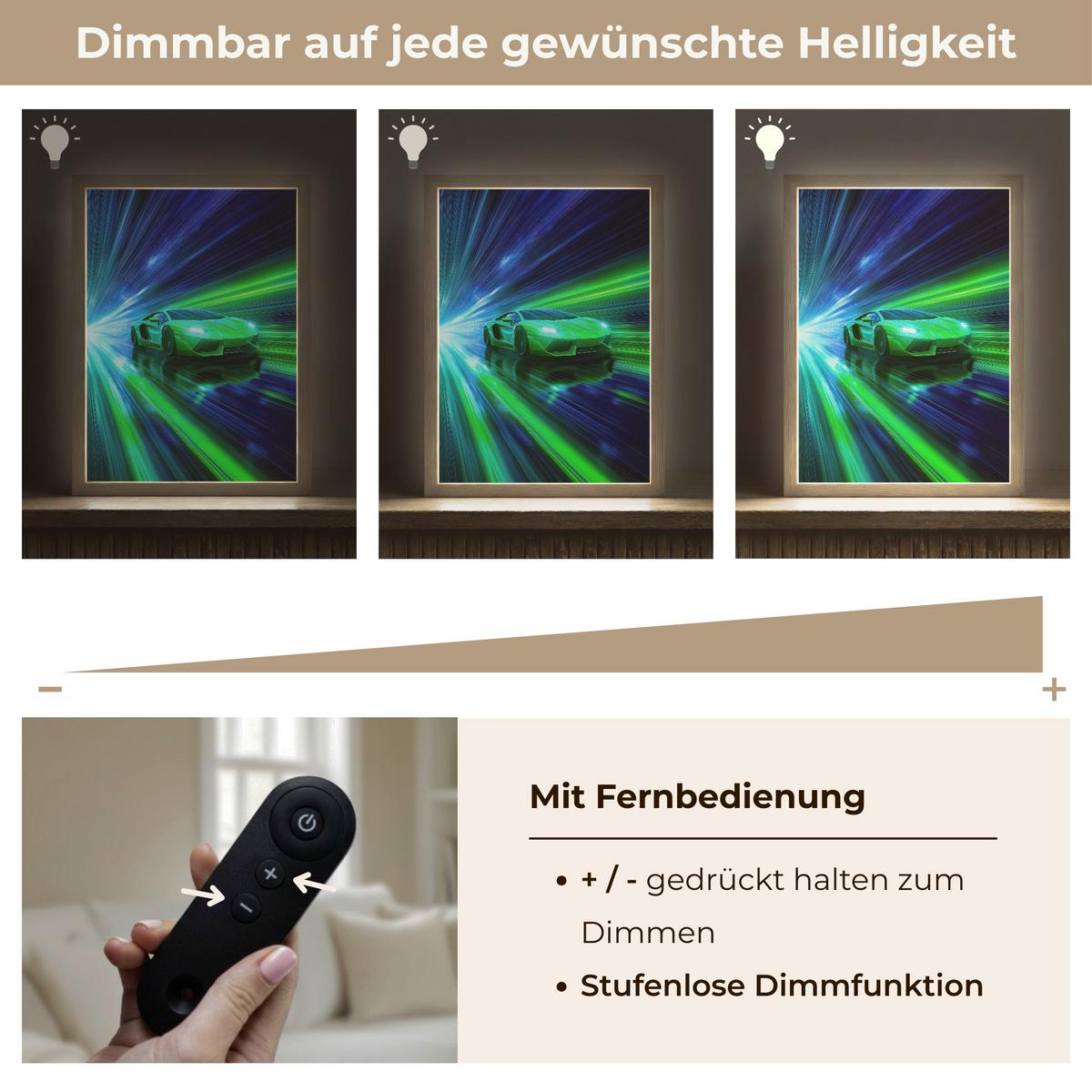 NACHTTISCHLAMPE MIT AKKU Geschwindigkeit - Leicht - Sportwagen - Grün 30x40 cm - Grün, Holzwerkstoff (8/30/40cm) - OnlyWow