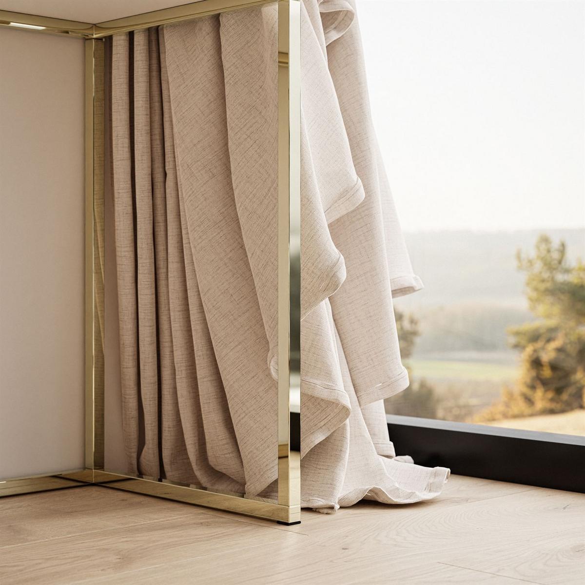 SCHMINKTISCH weiß QUINNIE mit LED-Spiegel gold Chrom links PUSH OPEN - Goldfarben/Weiß, Holzwerkstoff (100/176/42cm) - Lookway