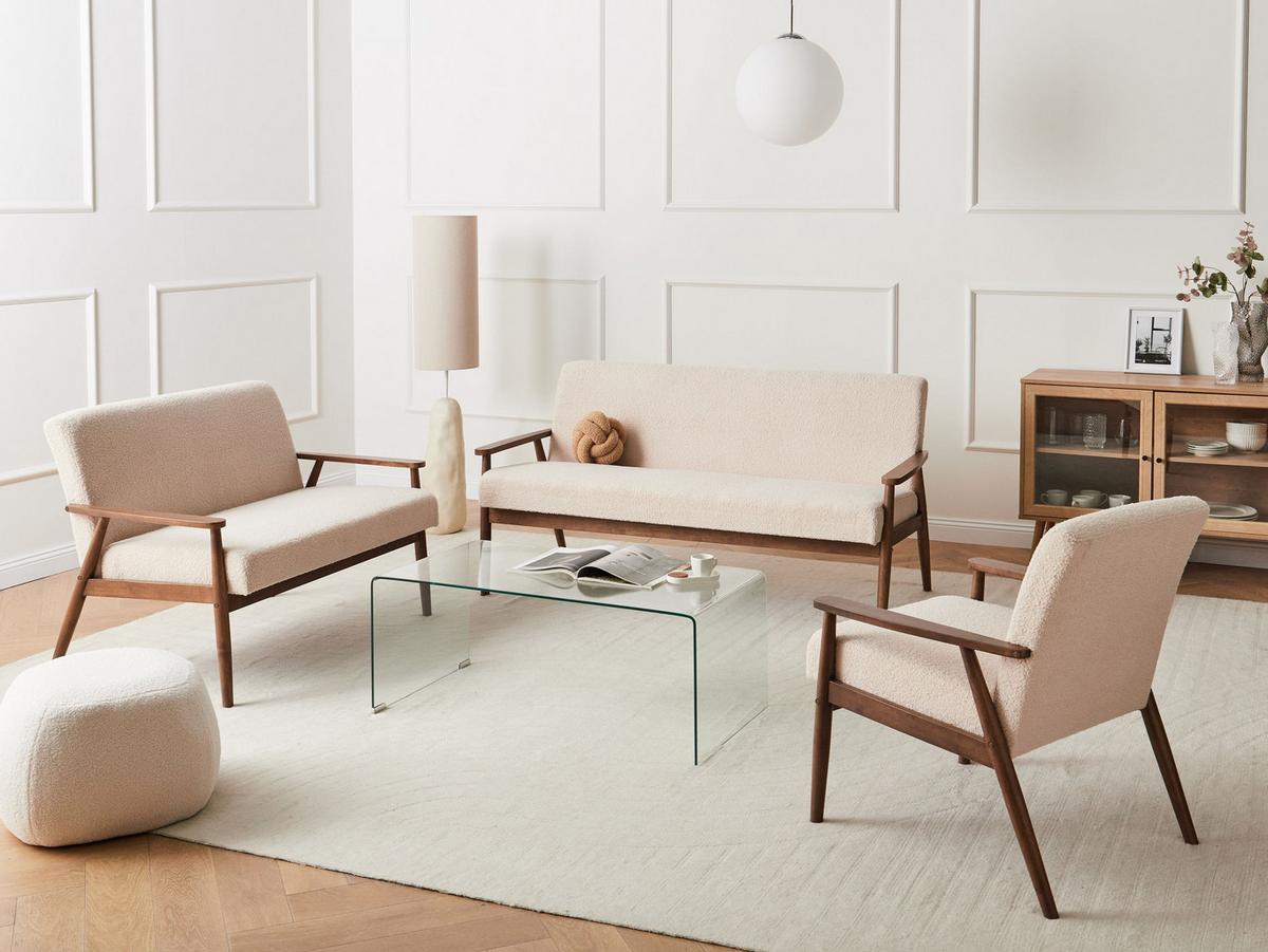 SOFA-SET 6-Sitzer Bouclé Dunkelbraun/Beige Esrum - Beige/Braun, Textil (151/79/72cm) - Beliani
