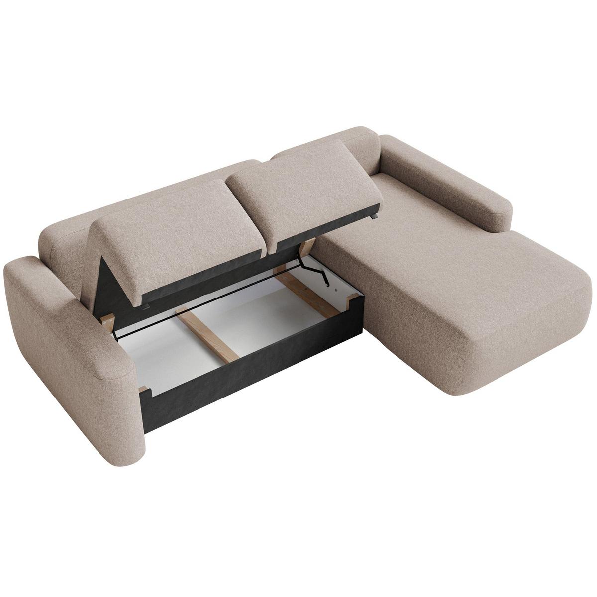 ECKSOFA Carnos Mini Beige Chenille - Beige/Schwarz, Kunststoff/Textil (164/238cm) - Selsey