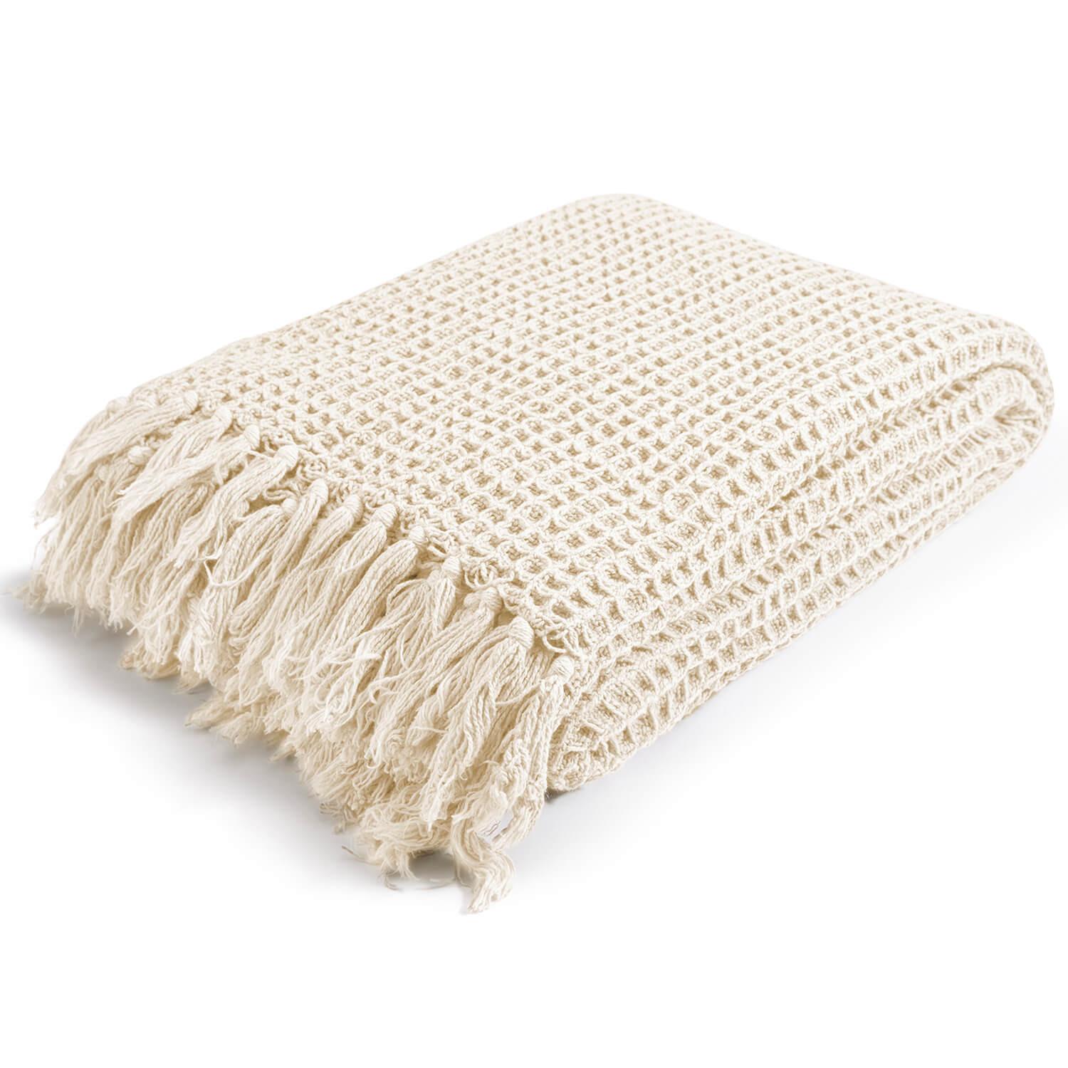 DECKE Die Hyggelige - Creme, Naturmaterialen (130/1.5cm) - Mokebo