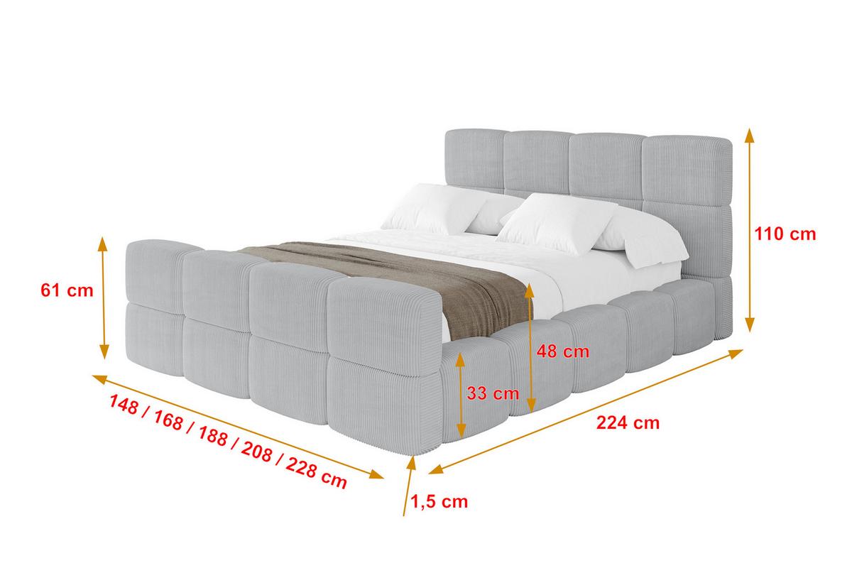 POLSTERBETT mit Bettkasten und Lattenrost, Bett mit Matratze H3/H4, Kopfteil, Boxbett, Doppelbett mit Stauraum - NATA-Z 120x200 Grau - Graphitfarben, Holzwerkstoff/Textil (120/200cm) - ALTDECOR