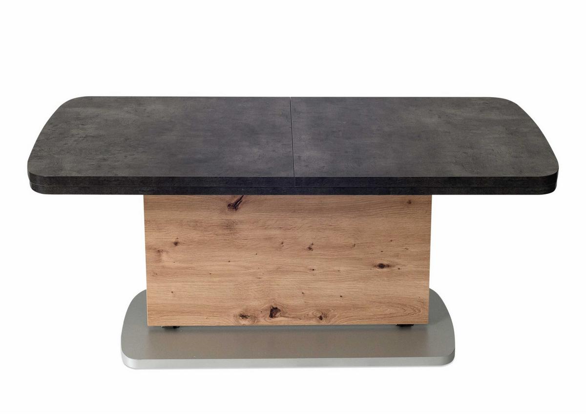 FUNKTIONSTISCH ausziehbar Catharina 110(145+180) x 63 x 53-72 Wohnzimmertisch Beton/Wildeiche - Multicolor, Holz (110/63/53cm) - 58aufmkessel