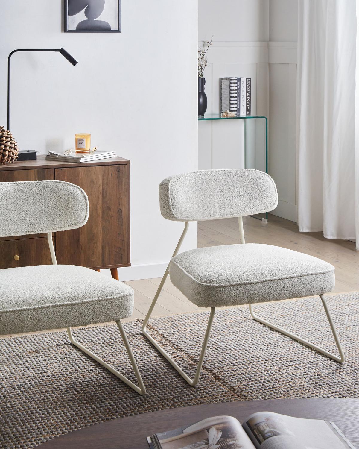 SESSEL 2er-Set Cremeweiß Frovi - Weiß, Textil (66/73/74cm) - Beliani