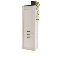 KÜCHE-HOCHSCHRANK weiß Pinie, anthrazit Landhaus 62 x 200 cm, Küchenschrank mit Soft-Close - Anthrazit/Schwarz, Holzwerkstoff/Metall (62/201/64cm) - Furn.Design