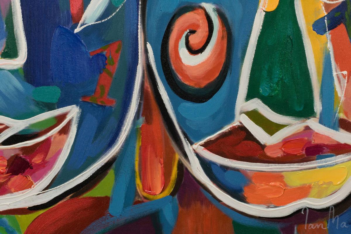 ACRYLBILD HANDGEMALT 60/60 cm - Weiß, Holz/Textil (60/60cm) - KUNSTLOFT