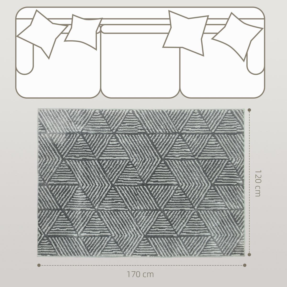 TEPPICH Polypropylen Dunkelgrau - Dunkelgrau, Kunststoff (120/170cm) - HOMCOM
