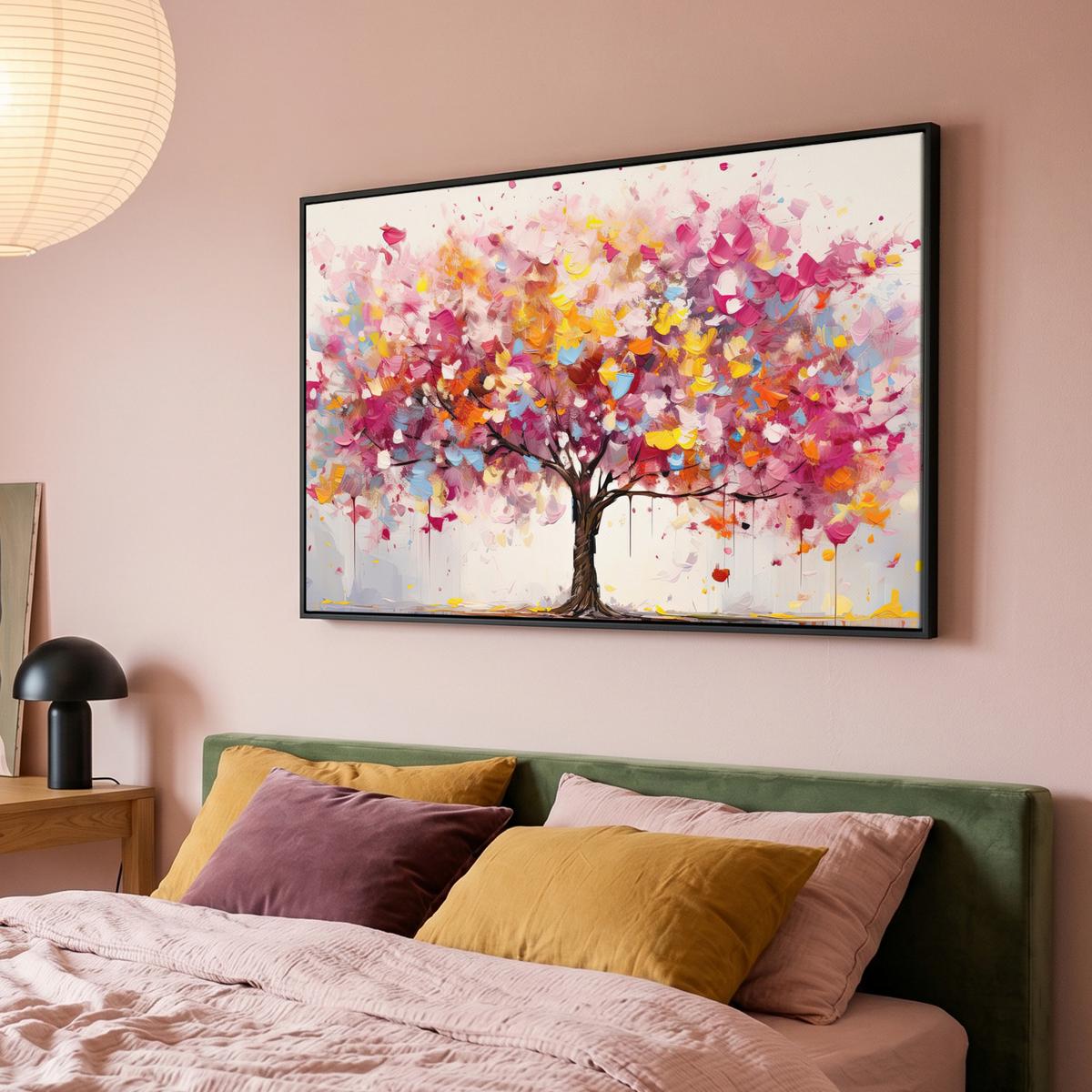 LEINWAND Bilder mit Rahmen - Aquarell - Baum - Kunst - Abstrakt - 150x100 - Multicolor, Textil (150/100cm) - MuchoWow