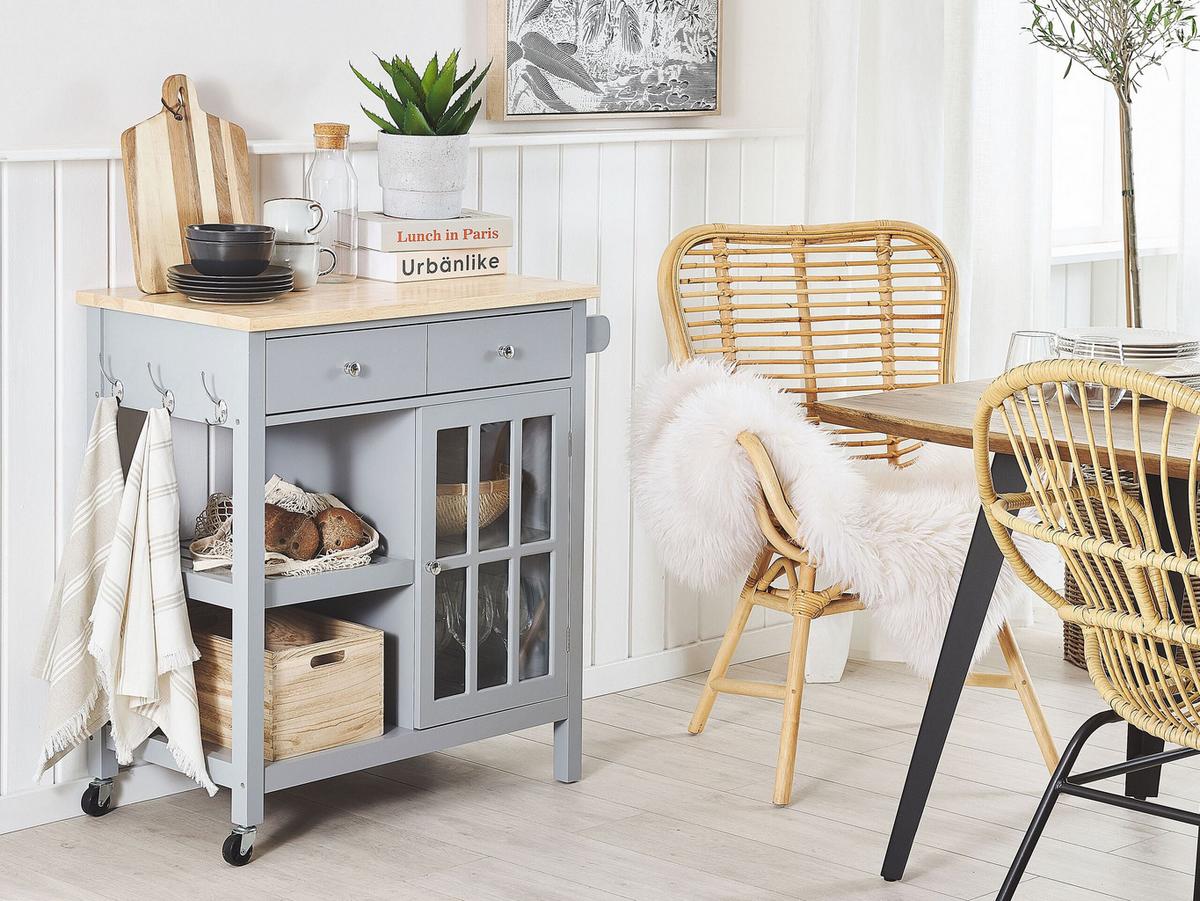 SERVIERWAGEN Grau Genoa - Dunkelgrau/Braun, Holzwerkstoff (80/88/43cm) - Beliani