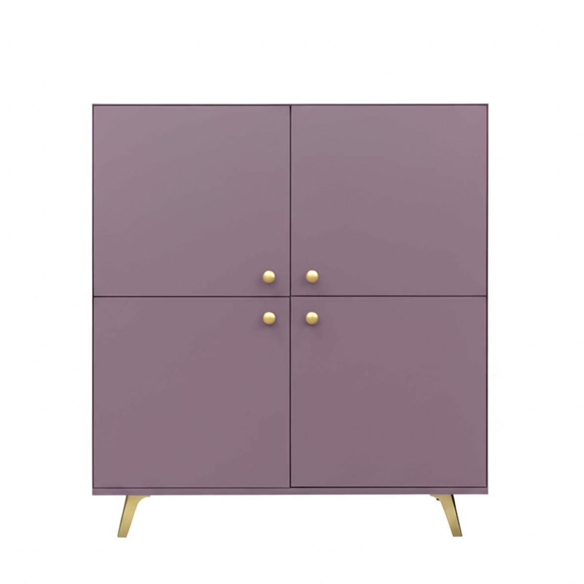 KOMMODE GALIO 140/86/41cm mit Schubladen 4 Türen Violett - Violett, Holzwerkstoff (140/86/41cm) - MASSENO