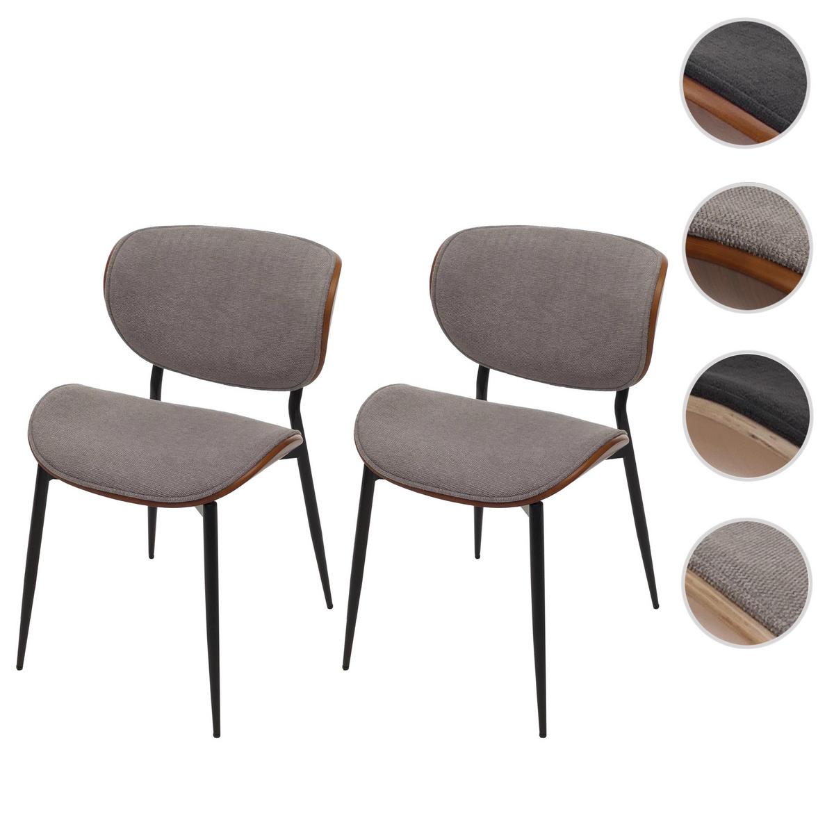 ESSZIMMERSTUHL Walnuss Dekor, Hellgrau - Walnussfarben/Hellgrau, Textil (51/80/55cm) - MCW