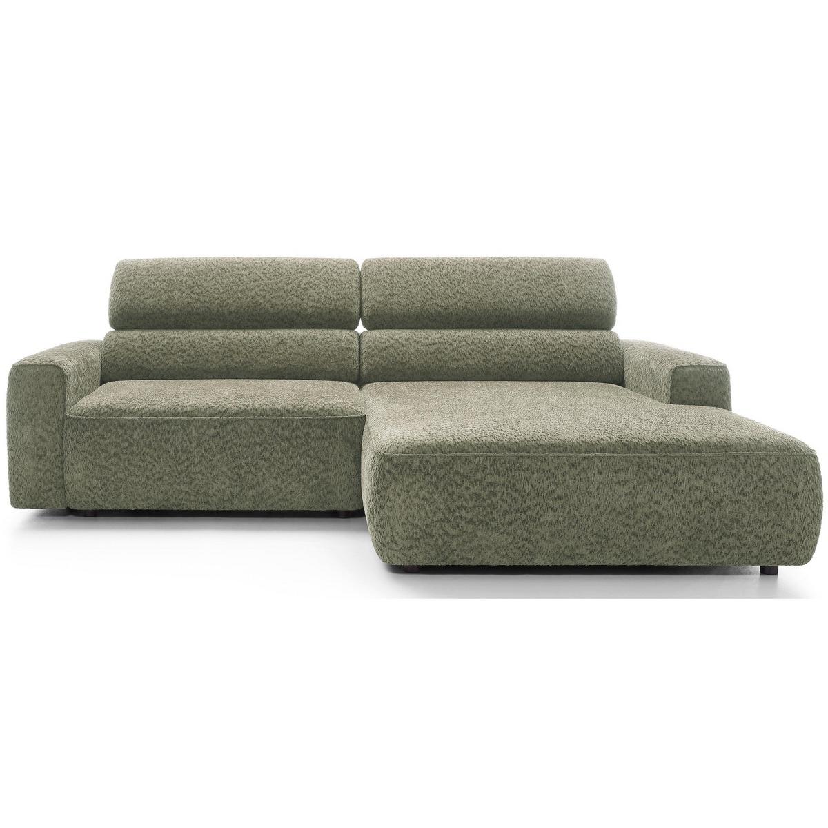 ECKSOFA Fando Salbeigrün Chenille - Schwarz/Hellgrün, Kunststoff/Textil (182/252cm) - Selsey