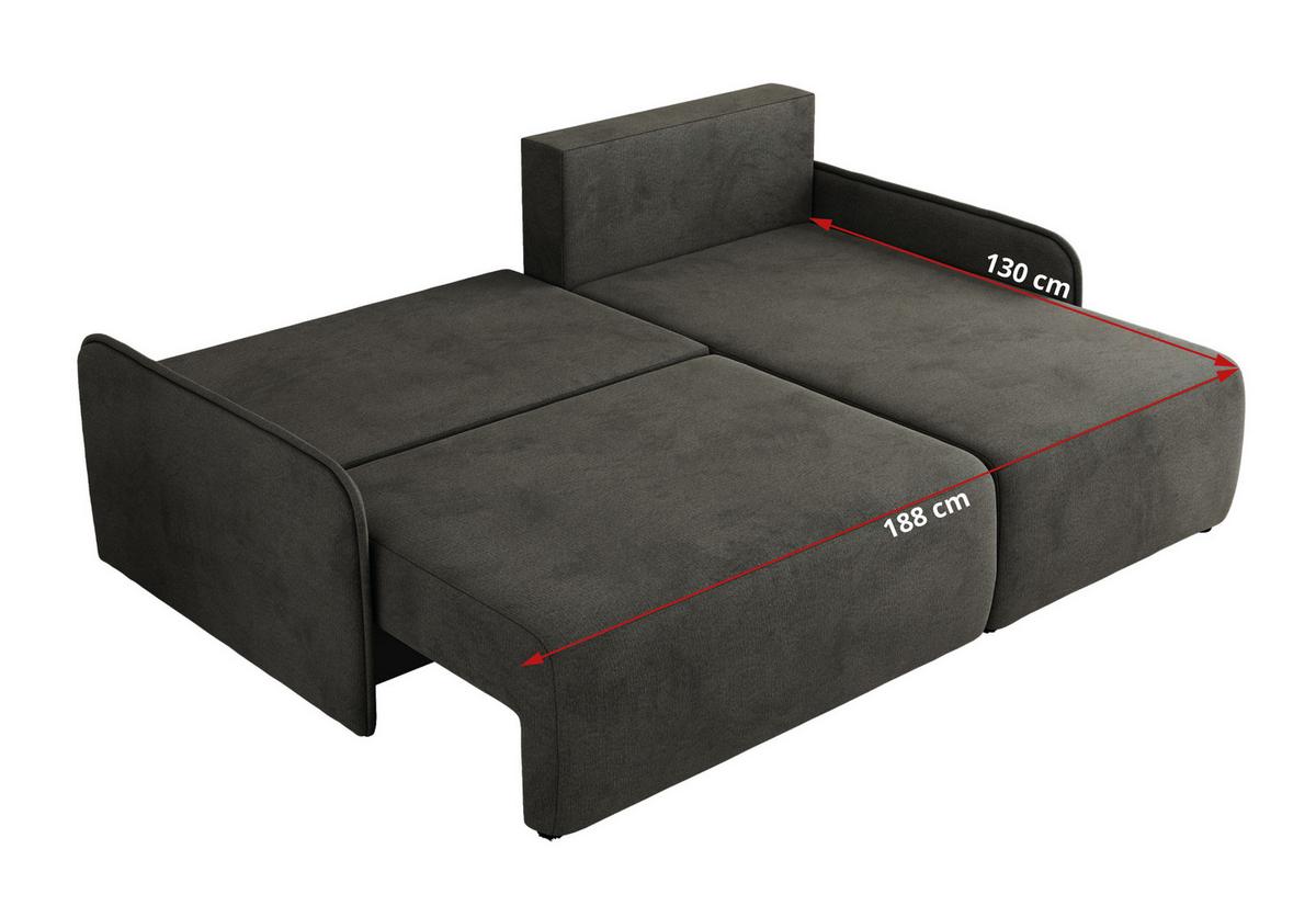 ECKSCHLAFSOFA ARPA L Dunkelgrau Velvet - links - Dunkelgrau/Schwarz, Kunststoff/Textil (198/150cm) - MKS