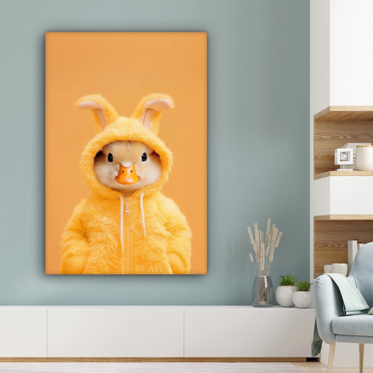 LEINWANDBILD Osterhase - Kostüm - Ente Deko XXL 80x120 cm - Gelb, Textil (80/120cm) - MuchoWow