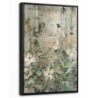 LEINWAND Bilder mit Rahmen - Blumen - Blätter - Abstrakt - Modern - 20x30 - Grau, Textil (20/30cm) - MuchoWow