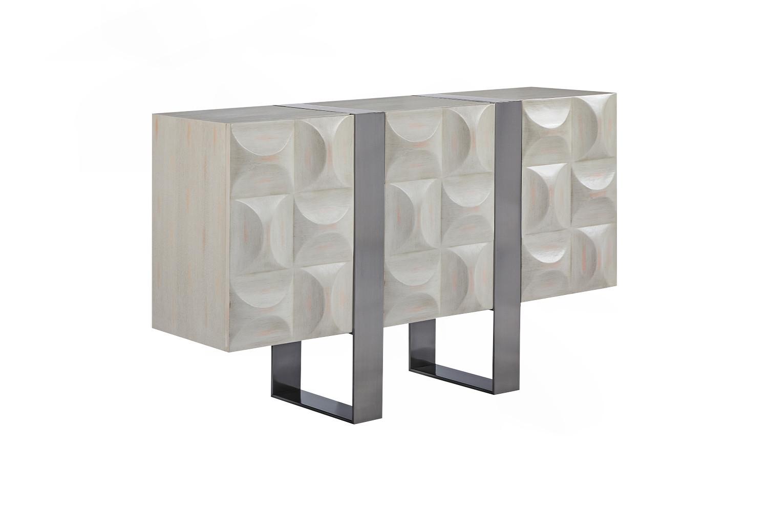 SIDEBOARD MARGO Grau Holz, Metall - Grau, Holzwerkstoff/Metall (140/85/40cm) - KAWOLA