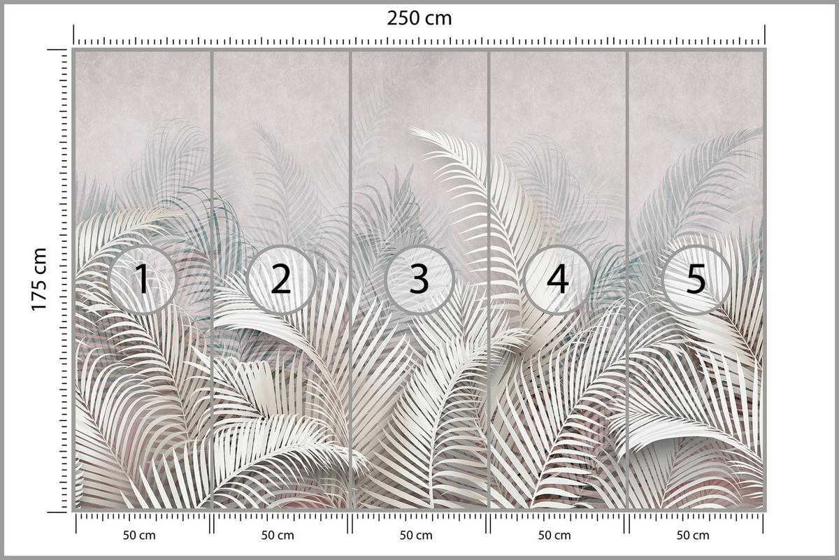 FOTOTAPETE für Schlafzimmer Tropische Blätter Palmenblätter Delikat 250x175 - Beige/Braun, Papier (250/175cm) - Muralo
