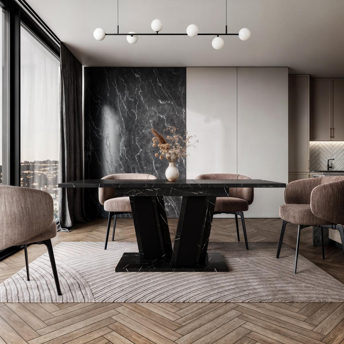 ESSTISCH BORSEN Ausziehbar 120 - 160 / 80 x 76 cm - Hellgrau/Schwarz, Holz (120/80/76cm) - MASSENO