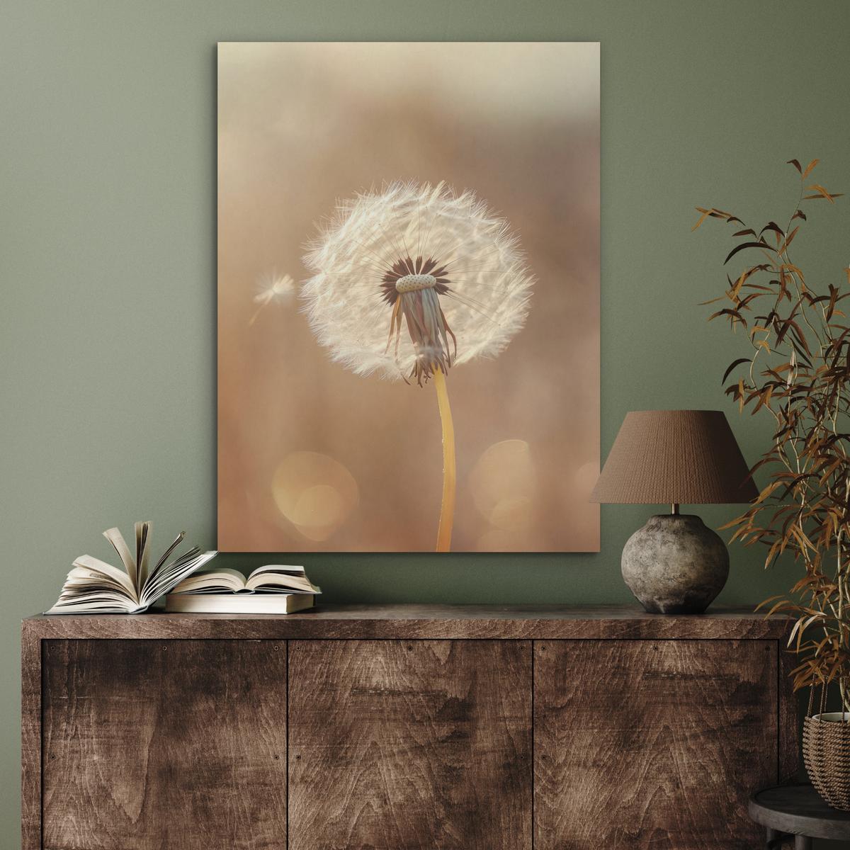 AKUSTIKBILD Löwenzahn - Beige - Natur - Blume Wandbilder 60x80 cm - Hellbraun, Kunststoff (60/80/0.9cm) - MuchoWow