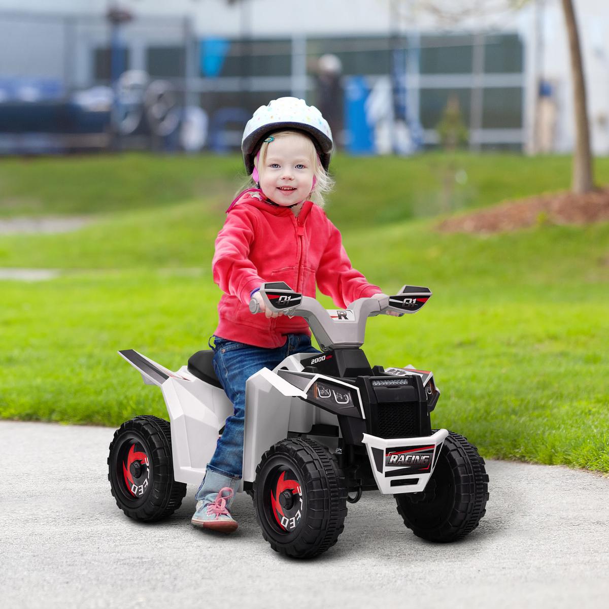 ELEKTRO Kinderquad, Mini Elektroquad mit Vorwärts-, Rückwärtsfunktion, Weiß - Weiß, Metall (70/41.5/48.5cm) - HOMCOM