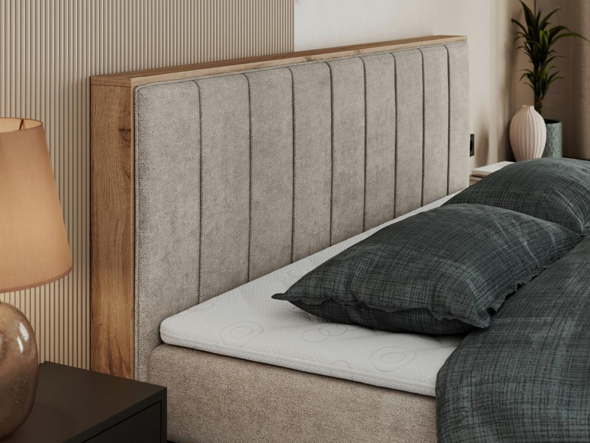 BOXSPRINGBETT BELLISSIMO KING 140/200 Beige Struktur - H4 - Beige, Holz/Textil (140/200cm) - MKS