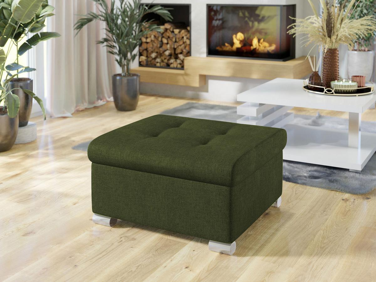 POLSTERHOCKER Niko Klein - Silberfarben/Grün, Holz/Textil (70/41/68cm) - MIRJAN24