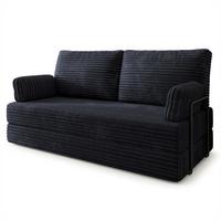 BETTSOFA SILAR aus Schaumstoff Kordstoff Schwarz Schlaffunktion - Schwarz, Textil (170/86/80cm) - MASSENO